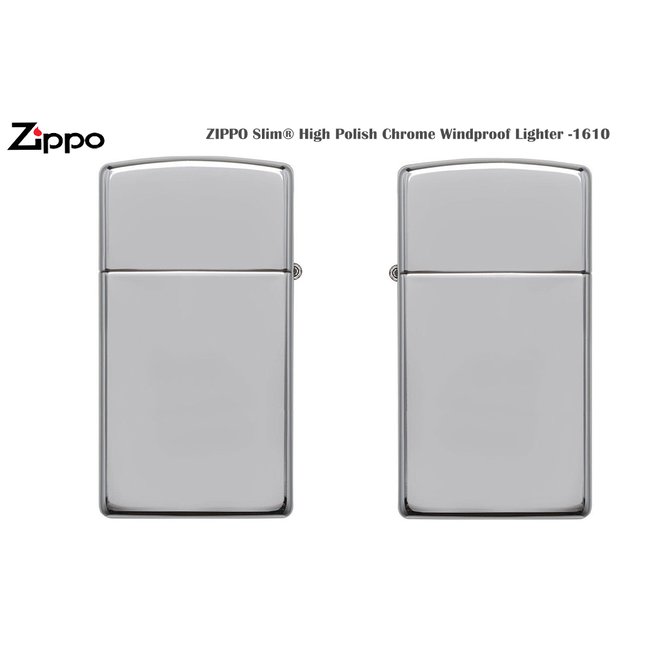 ZIPPO Slim® High Polish Chrome 長型亮面鉻金屬殻打火機-ZIPPO 1610