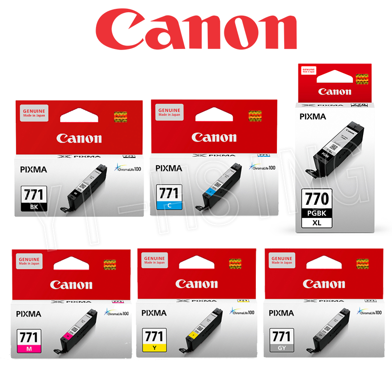 Canon PGI-770XL PGBK CLI-771BK/C/M/Y /GY 原廠墨水組 (2黑4彩) 適用 MG5770 MG6870 MG7770 TS5070 TS6070 TS8070