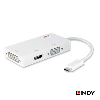 【祥昌電子】LINDY 林帝 43273 主動式 USB3.1 TYPE-C 轉 HDMI/DVI/VGA 三合一轉接器