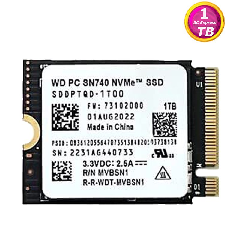 WD SN740 1TB 1T M.2 2230 PCIE 4.0 SSD 固態硬碟 -OEM 包裝