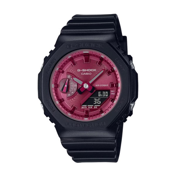 【CASIO G-SHOCK】古典光澤金屬質感八角雙顯時尚腕錶-酒紅色/GMA-S2100RB-1A/台灣總代理公司貨享一年保固