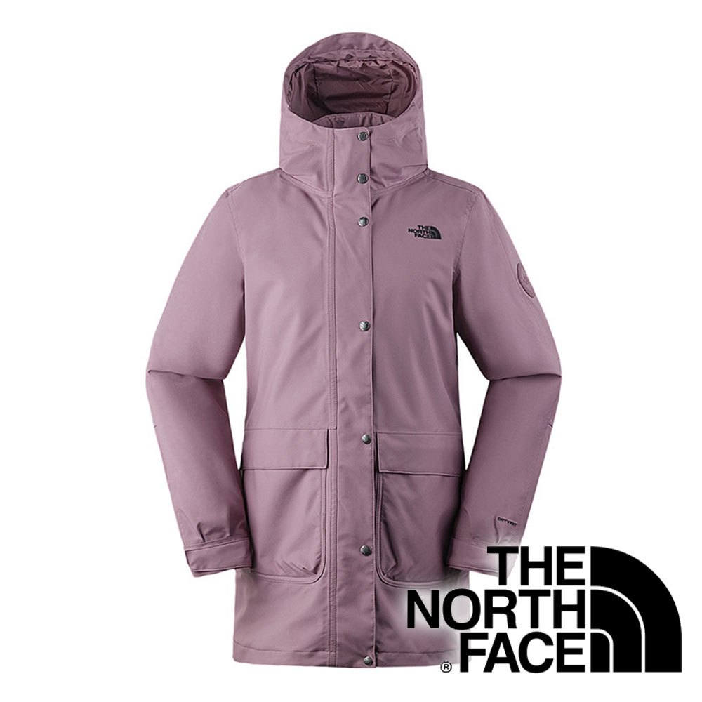 【THE NORTH FACE 美國】女DRYVENT防水兩件式長版外套(鵝FP600)『灰紫』NF0A81S5 戶外 露營 登山 健行 休閒 時尚 兩件式 防水 外套