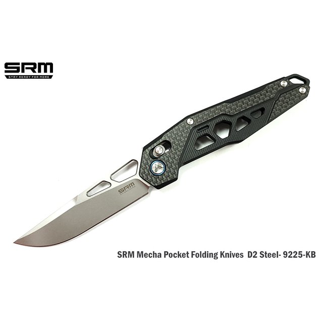 SRM 9225-KB Mecha 碳纖/G10柄軸鎖折刀 -D2鋼 -SRM 9225-KB
