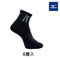 【MIZUNO 美津濃】男運動厚底短襪 6雙入 32TXA62021Q (黑x淺藍)