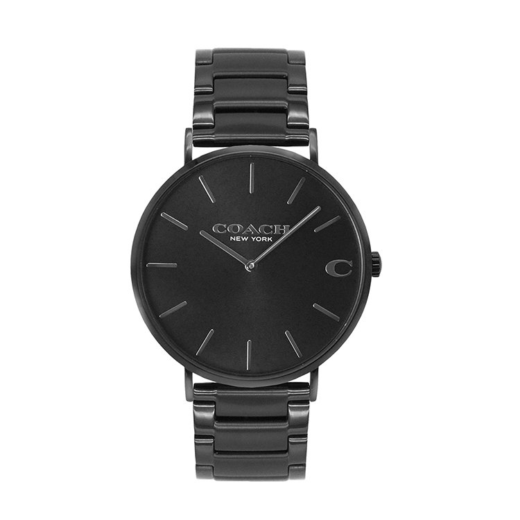 COACH |黑色系 C字 鋼帶腕錶 男錶 手錶(14602431)