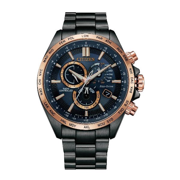 CITIZEN 星辰公司貨 亞洲限定款 夜空質感藍光動能電波計時手錶 CB5956-89L