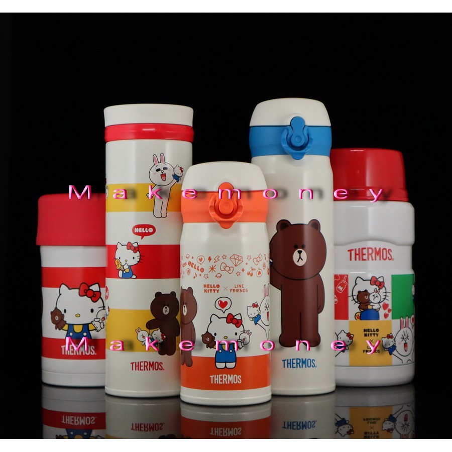 THERMOS膳魔師 Hello Kitty x LINE FRIENDS 不銹鋼真空保溫瓶 保溫杯 悶燒罐 食物罐($999)