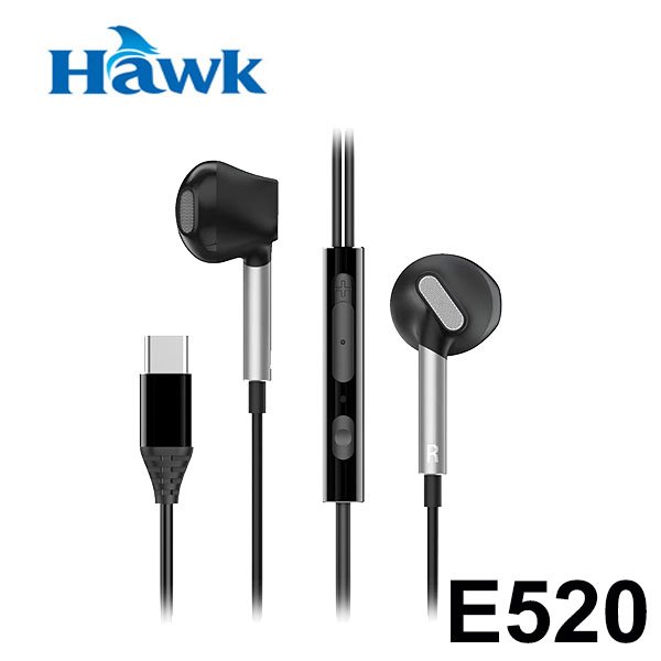 【MR3C】含稅附發票 HAWK E520 TYPE-C音樂 入耳 耳塞式耳機麥克風 03-HIE520BK