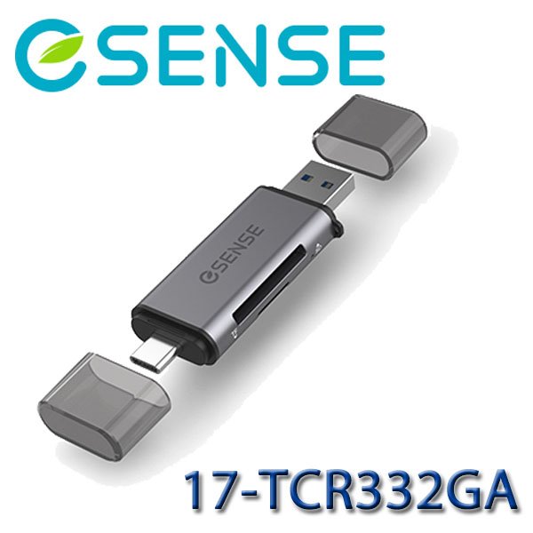 【MR3C】含稅 eSENSE 逸盛 R332 Type-C / USB-A 雙介面雙槽讀卡機 17-TCR332GA