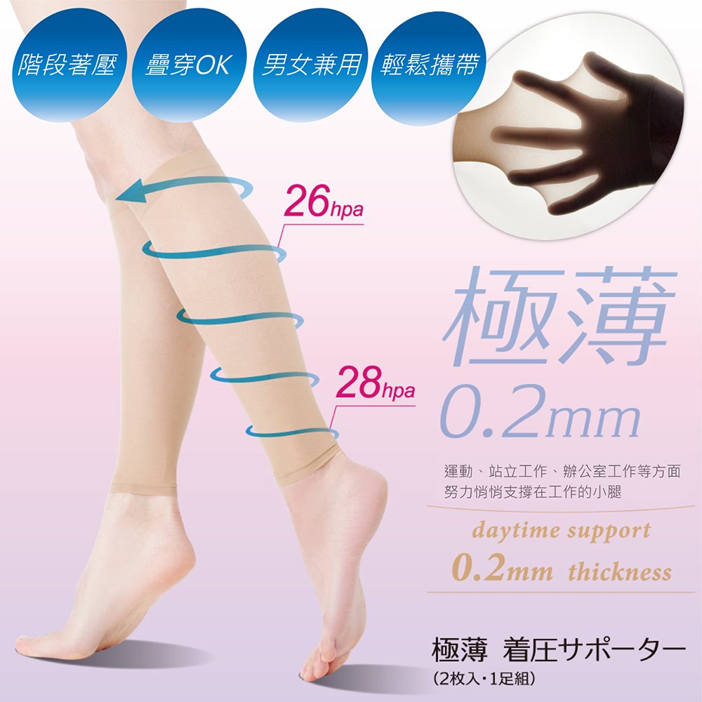 【日本Alphax】日本製 極薄彈性壓力小腿套 一雙 壓力腿套 壓力襪 小腿套