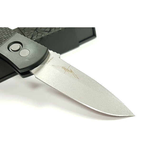 PROTECH Emerson CQC7黑浪鋁柄左手版彈簧刀- (20CV 鋼 石洗處理)-PROTECH E7A05-LH-20CV