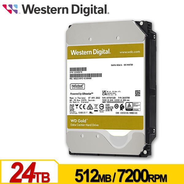 (聊聊享優惠) WD241KRYZ 金標 24TB 3.5吋企業級硬碟 (台灣本島免運費)