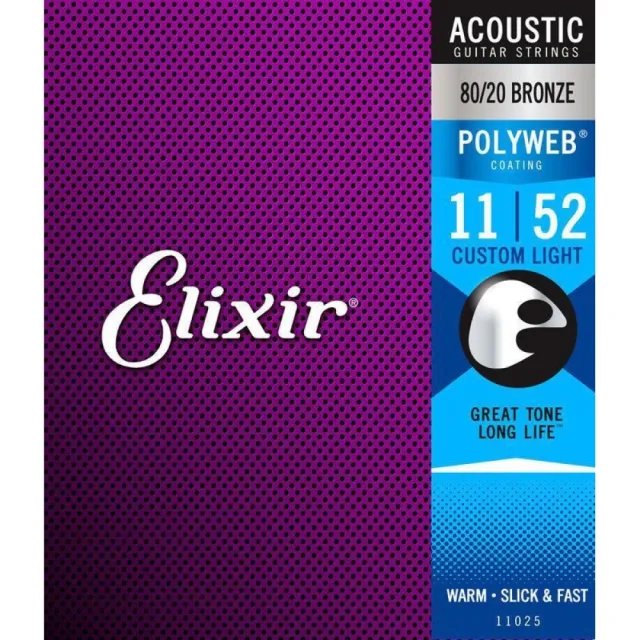 【非凡樂器】Elixir 【木】11-52 厚膜POLYWEB黃青銅民謠木吉他弦