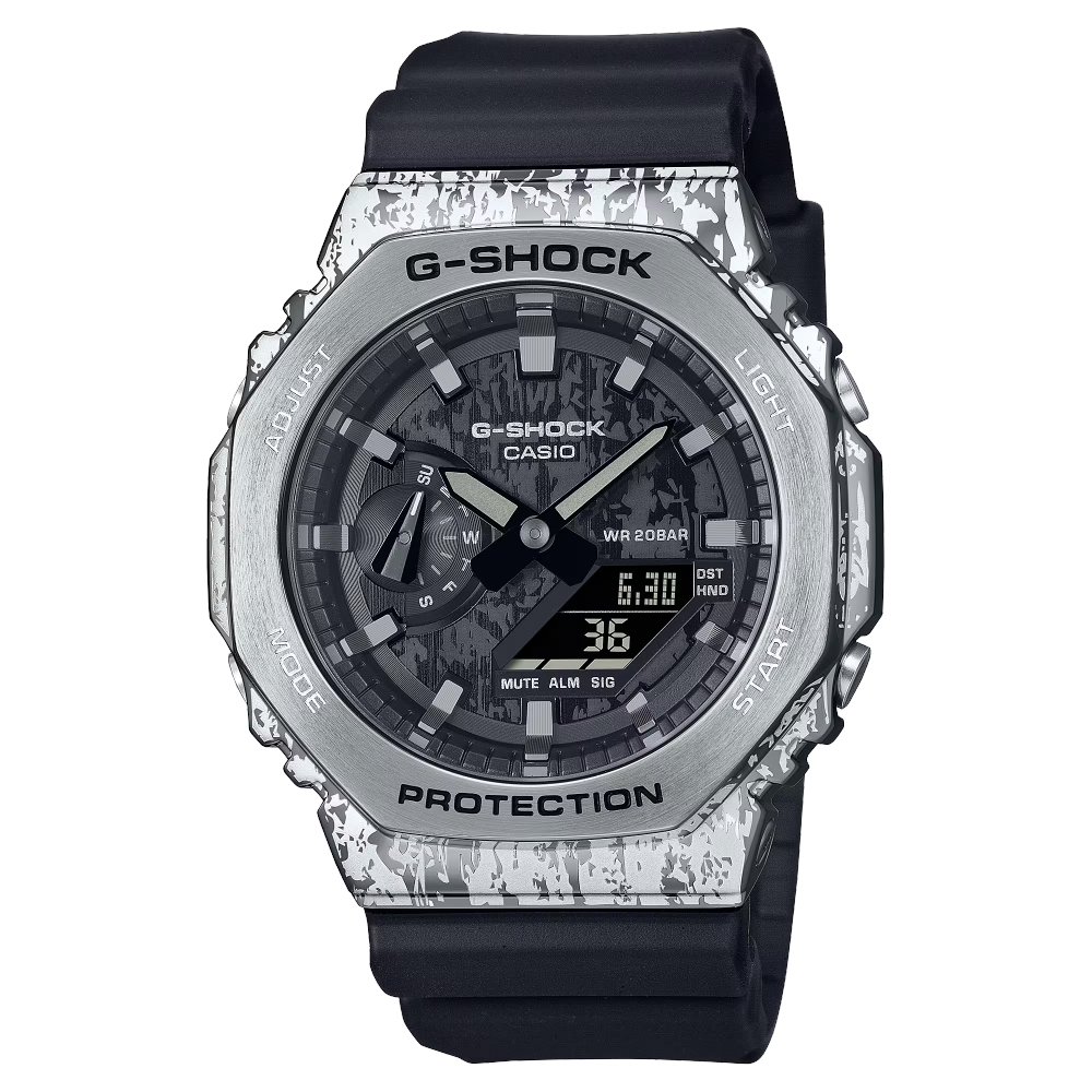 CASIO卡西歐 G-SHOCK GM-2100GC-1A 油漬搖滾不鏽鋼系列八角系列電子腕錶 44.4mm