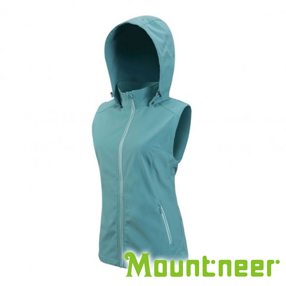 【Mountneer】女輕量防風SOFT SHELL連帽背心『碧綠』M12V02 戶外 露營 登山 健行 休閒 時尚 保暖 背心