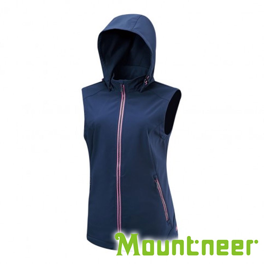 【Mountneer】女輕量防風SOFT SHELL連帽背心『藍紫』M12V02 戶外 露營 登山 健行 休閒 時尚 保暖 背心