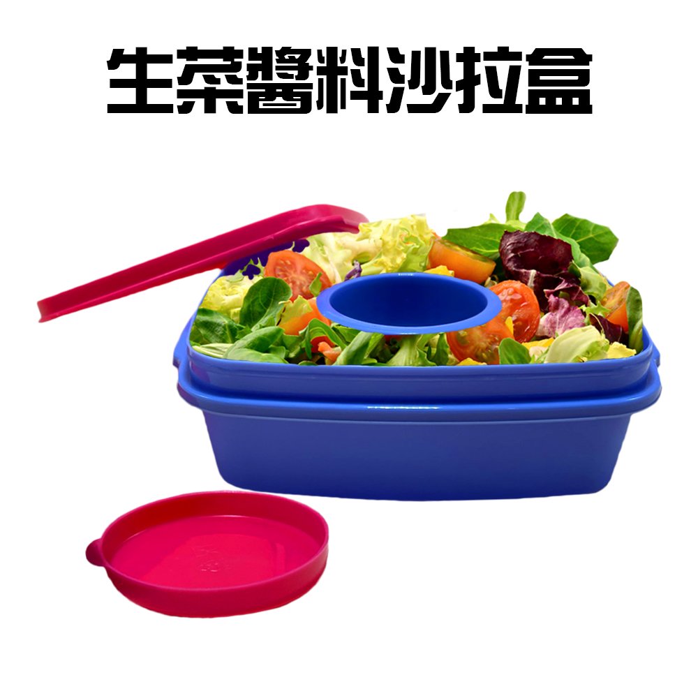 金德恩 台灣製造 生菜醬料沙拉盒隨機色/輕食/水果/鮮蔬盒/保鮮盒/餐盒