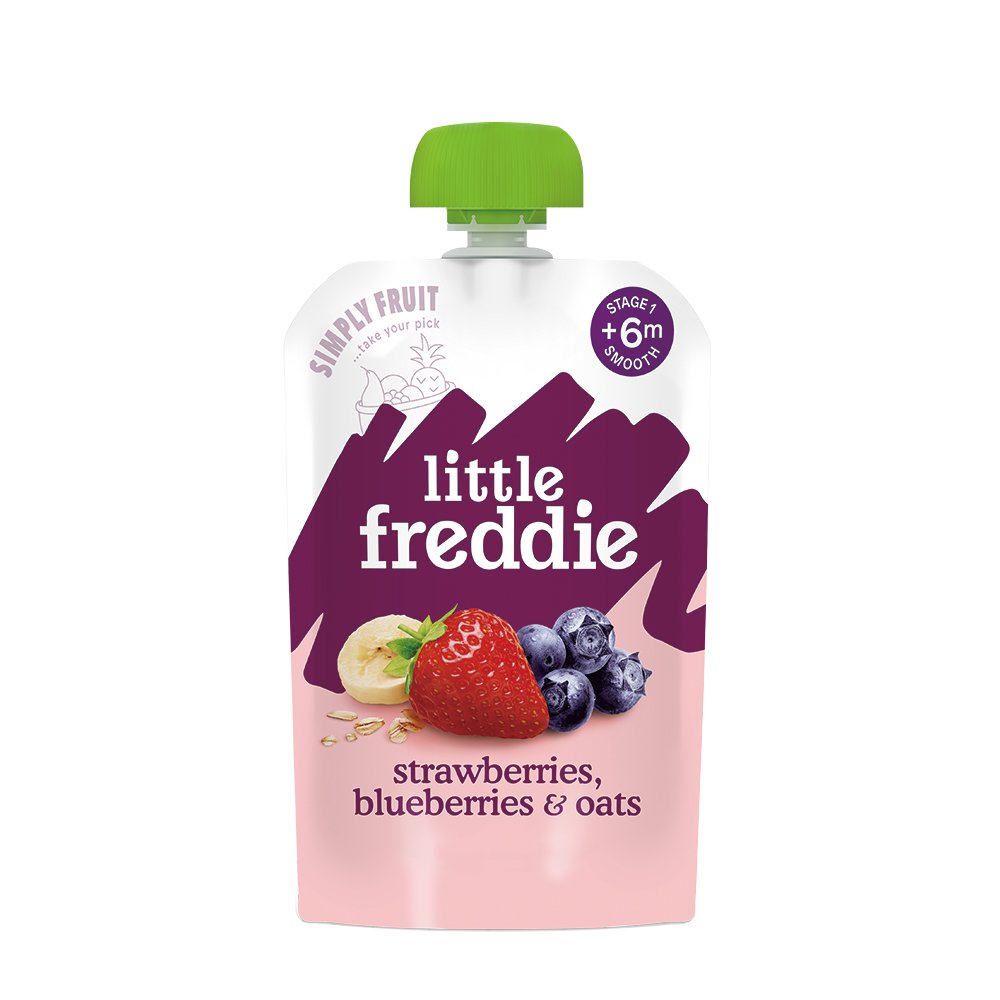 寶寶果泥 寶寶副食品 英國LittleFreddie 寶寶果昔-香蕉草莓藍莓燕麥