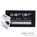 美國 Parker Premium Platinum 不鏽鋼雙面安全刮鬍刀片(5片裝)