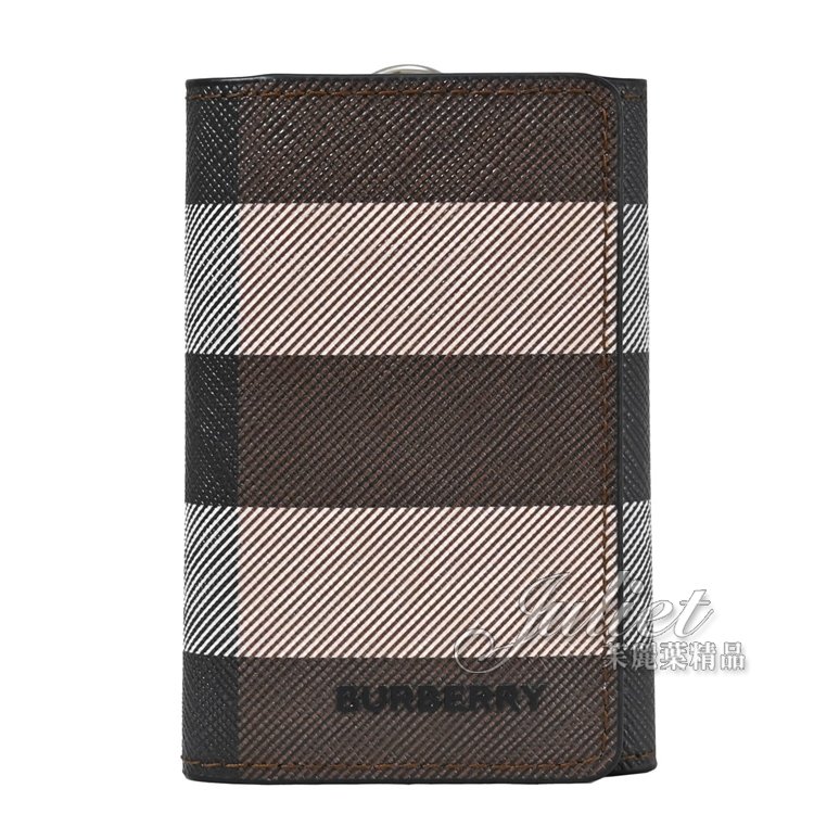 【全新現貨 優惠中】茱麗葉精品 BURBERRY 8052799 金屬LOGO卡片鑰匙收納包.樺木棕現金價$7,800