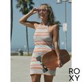 【ROXY】RETRO COAST HALTER MINI 洋裝 粉橘