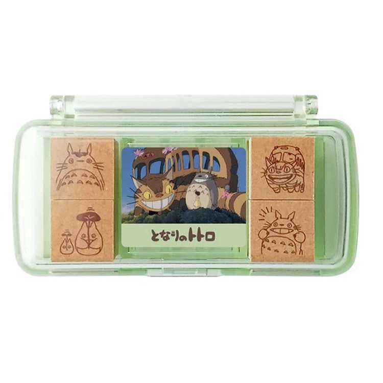 TOTORO 龍貓公車 文具 小印章組合 含印泥 宮崎駿 日本製正版