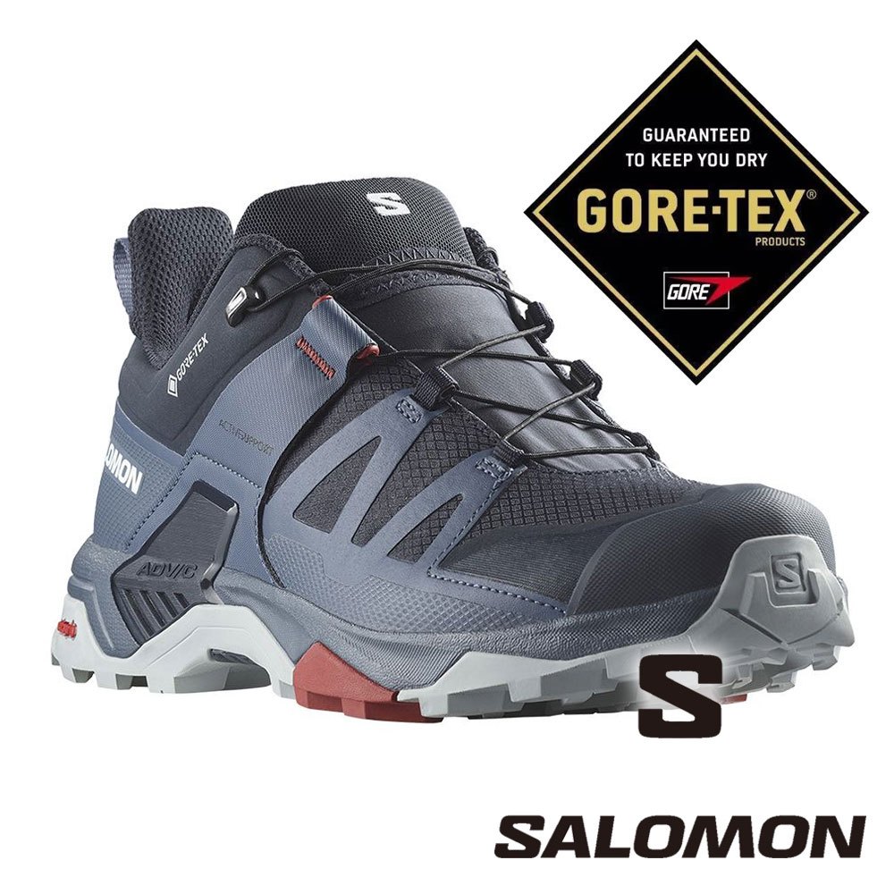 【SALOMON 法國】男 X ULTRA 4 GTX低筒登山鞋 『碳藍/藍/珍珠藍』473765 登山鞋 健行鞋 多功能鞋 戶外 露營 登山