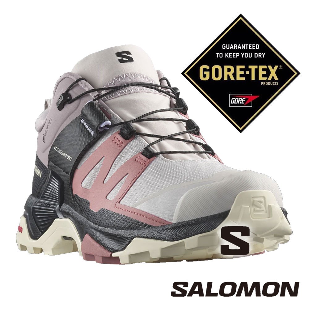 【SALOMON 法國】女低筒登山鞋GT X ULTRA 4『灰/酒紅/杏奶棕』474540 登山鞋 健行鞋 多功能鞋 戶外 露營 登山