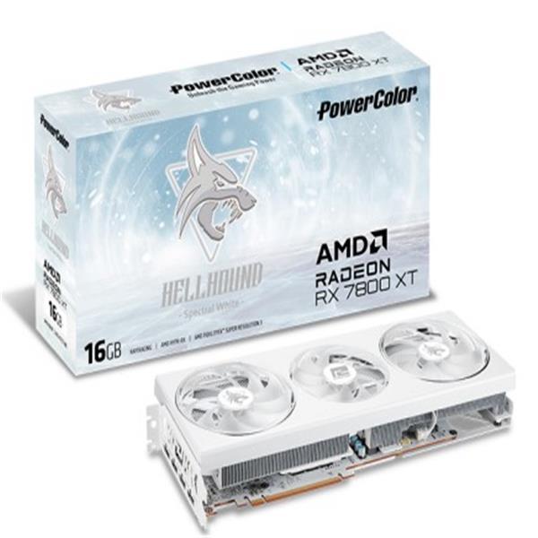 (聊聊享優惠) 撼訊RX7800XT Hellhound White 16G OC GDDR6 256bit AMD 顯示卡 (台灣本島免運費)