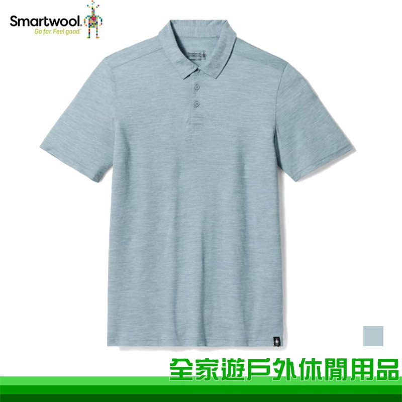 【全家遊戶外】SmartWool 美國 男美麗諾羊毛Hemp Polo衫 鉛灰藍 運動上衣 短袖上衣 SW016580L43