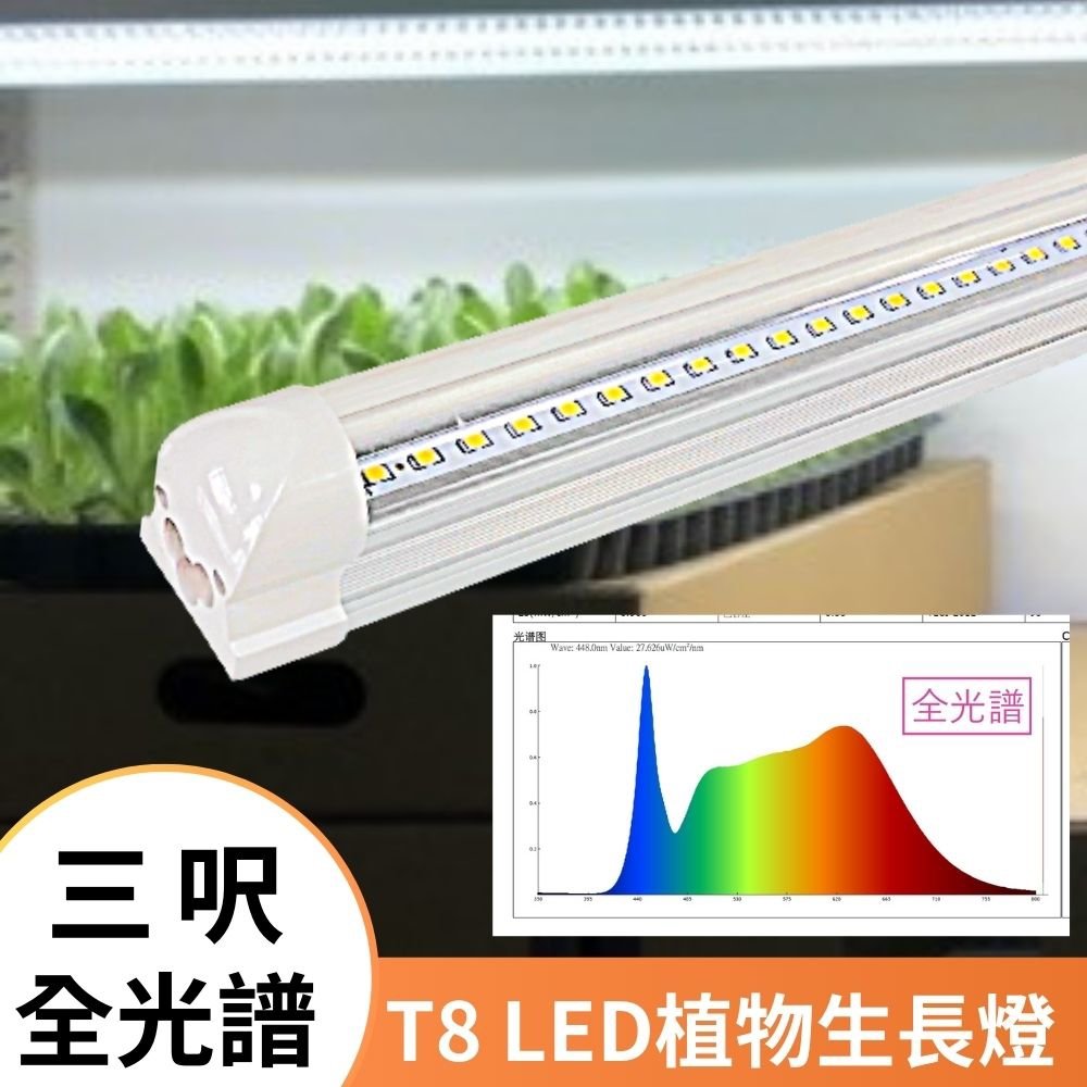 【君沛植物燈】LED植物燈 T8燈管植物燈 3呎25W 全光譜 植物生長燈(多肉/塊根/龍舌蘭/觀葉/鹿角蕨)($480)