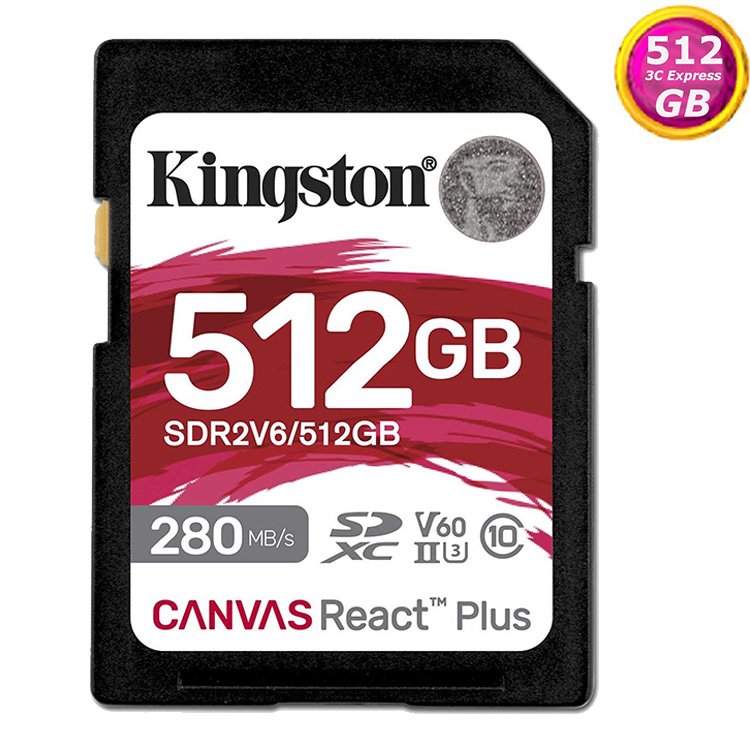 KINGSTON 512G 512GB SD SDXC Canvas React Plus V60 280MB/s SDR2V6/512GB UHSII金士頓 記憶卡