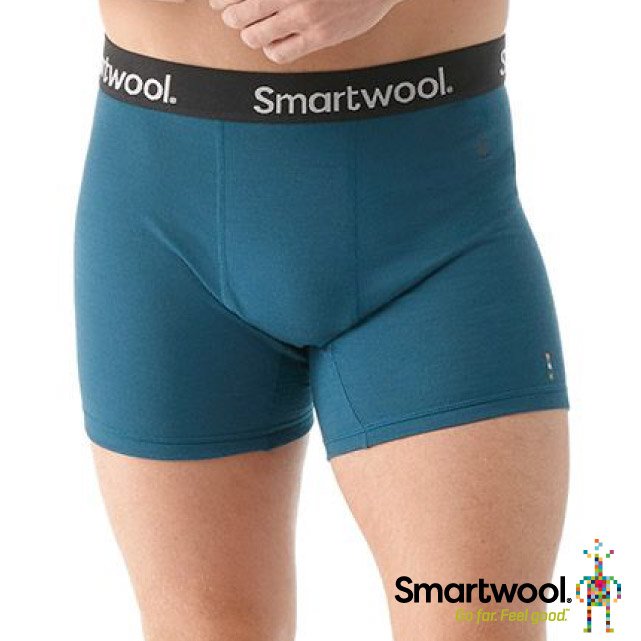 【SmartWool】男 美麗諾羊毛控溫四角內褲.平口內褲.吸濕透氣貼身內著.衛生褲/SW016996-G74 暮光藍