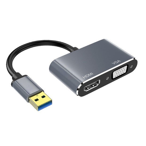 【勁昕科技】USB3.0轉HDMI+VGA二合一轉換器 分屏器 即插即用 電腦分屏器1080P