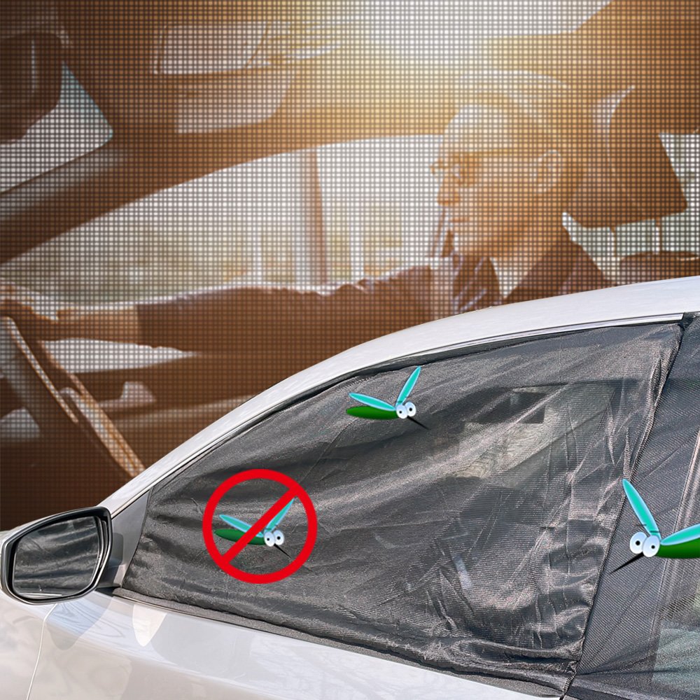 加大版轎車/休旅車 高彈力車窗遮陽防蚊罩(前2)