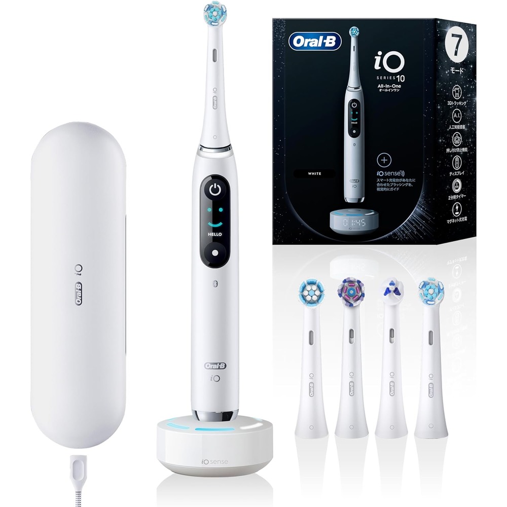 最新款 一年保固 Oral-B iO10 電動牙刷 限定白色頂級款 五刷頭 七種刷牙智能模式 刷毛微震技術 互動顯示 國際電壓