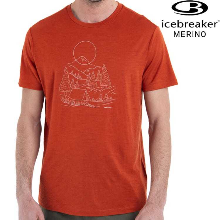 Icebreaker Tech Lite III 男款 美麗諾羊毛排汗衣/圓領短袖上衣-150 風光明媚 0A56X1 A84 磚橘