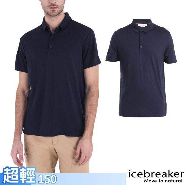 【Icebreaker】男 100%美麗諾羊毛 Tech Lite III 短袖POLO衫-150.有領衫.吸濕排汗運動休閒衫/IB0A56WK-401 海軍藍
