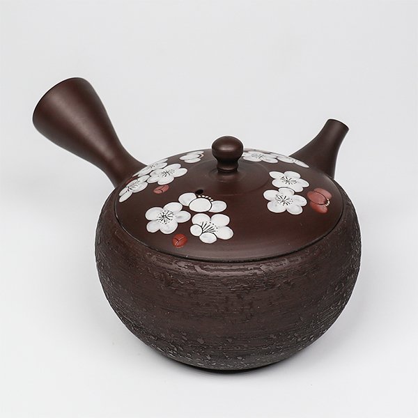 福介商店 日本陶壺 常滑燒 玉光 茶平松皮 紅白梅蓋 橫手急須0.27L 橫把茶壺 泡茶壺