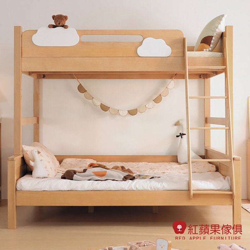 [紅蘋果傢俱] 櫸木系列 MLWH-G82 雙層床 上下床 櫸木床架 實木床架 特價床架 爬梯床 北歐風