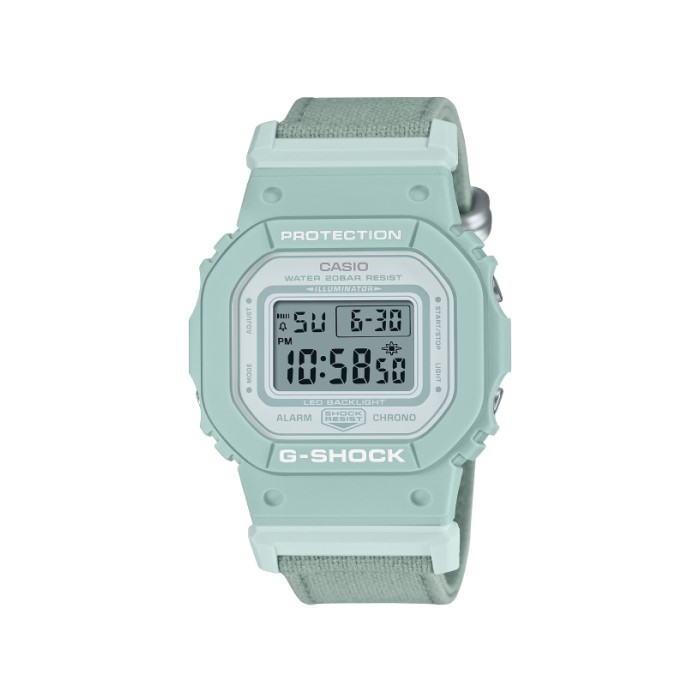【CASIO G-SHOCK】親巧柔和色調布質方形電子腕錶-湖水綠/GMD-S5600CT-3/台灣總代理公司貨享一年保固