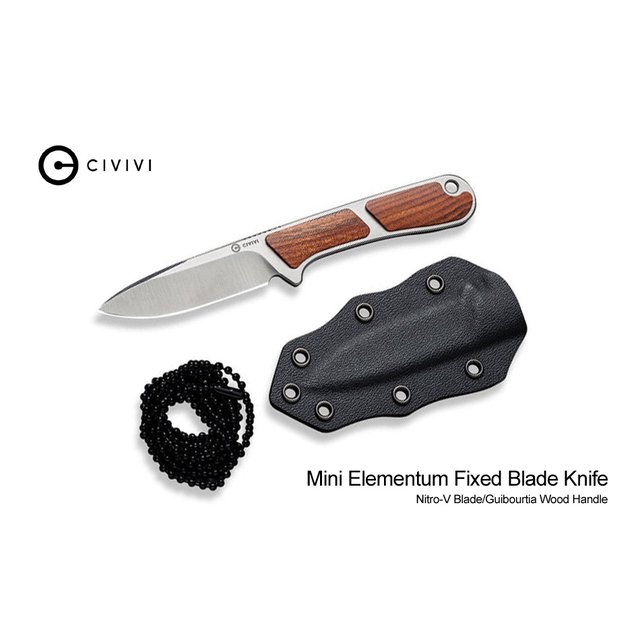We Knife/Civivi MINI ELEMENTUM紅貴寶木柄直刀 -Nitro-V鋼-WEKNIFE C23010-4