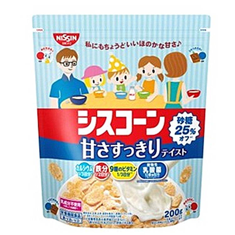 +東瀛go+日本製 日清 早餐玉米片 甘甜風味 200g 減糖25% BIG袋裝麥片 嬰兒麥片 玉米脆片 日本必買