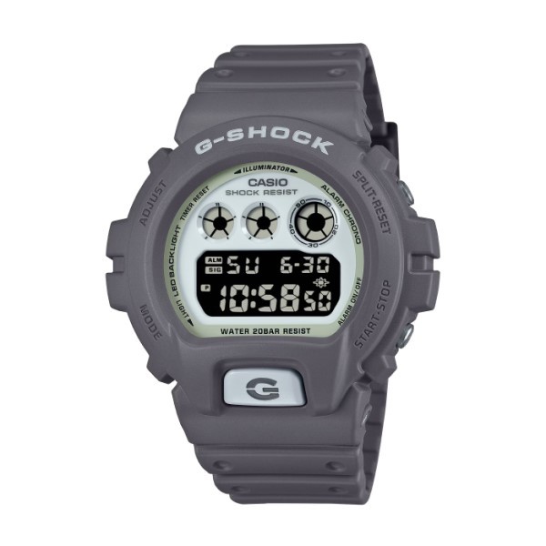 【CASIO G-SHOCK】純色夜光圓形休閒電子腕錶-大象灰/DW-6900HD-8/台灣總代理公司貨享一年保固