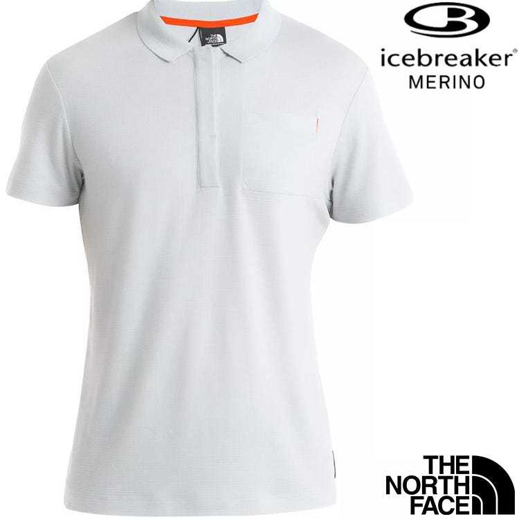 Icebreaker Merino 200 The North Face聯名 男款 美麗諾羊毛POLO衫(口袋) 0A56VS 568 淺灰
