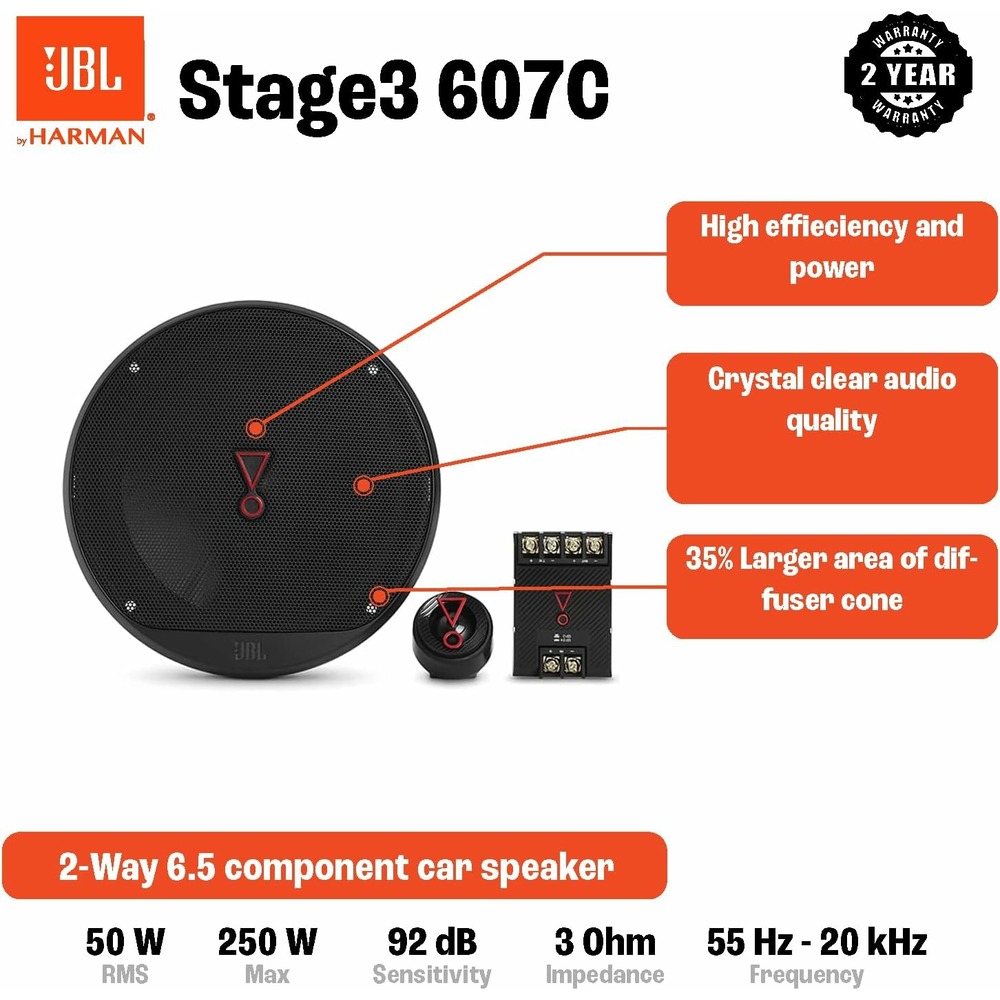 【免運費】【JBL】 6.5吋 Stage3 607C 2音路 分離式喇叭 150W