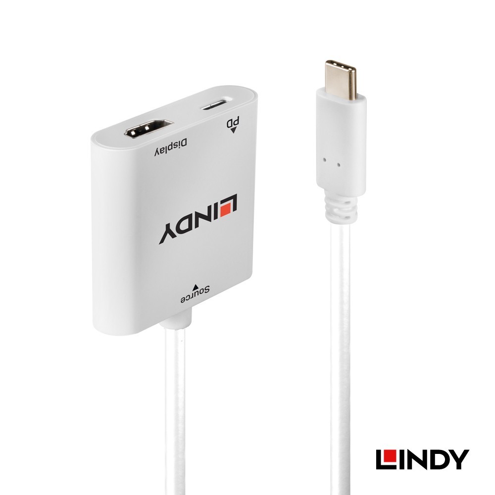 LINDY 林帝43272-主動式USB3.1 TYPE-C TO HDMI2.0 4K/60HZ轉接器帶PD功能