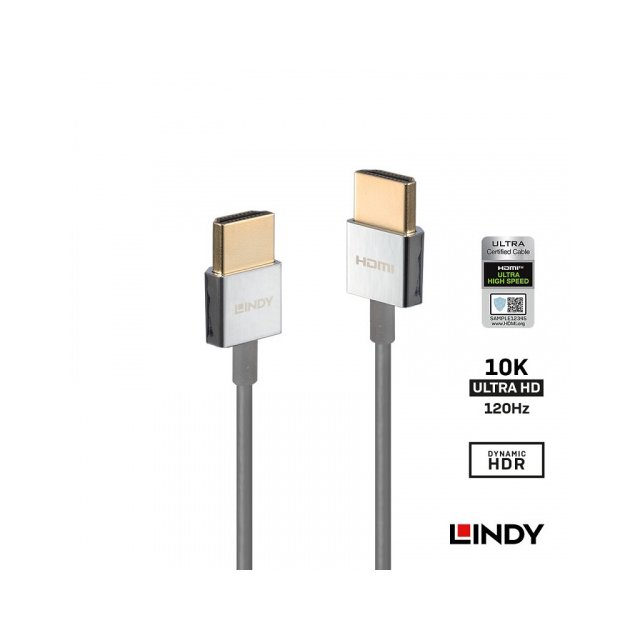 LINDY林帝 36775 CROMO系列 HDMI 2.1 TYPE-A 公 TO 公 極細傳輸線 0.5M