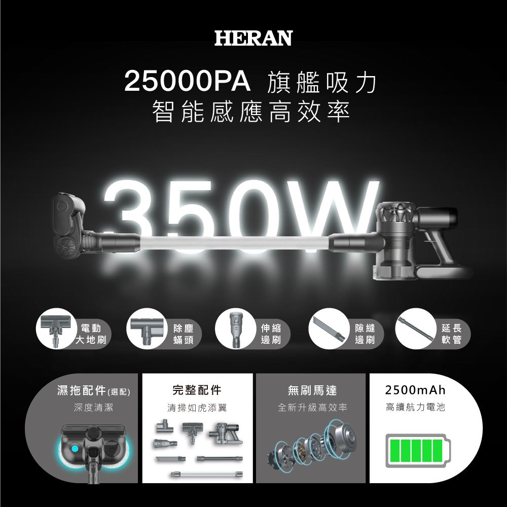 【Live168市集】HERAN 禾聯 無線手持吸塵器 HVC-35SC050