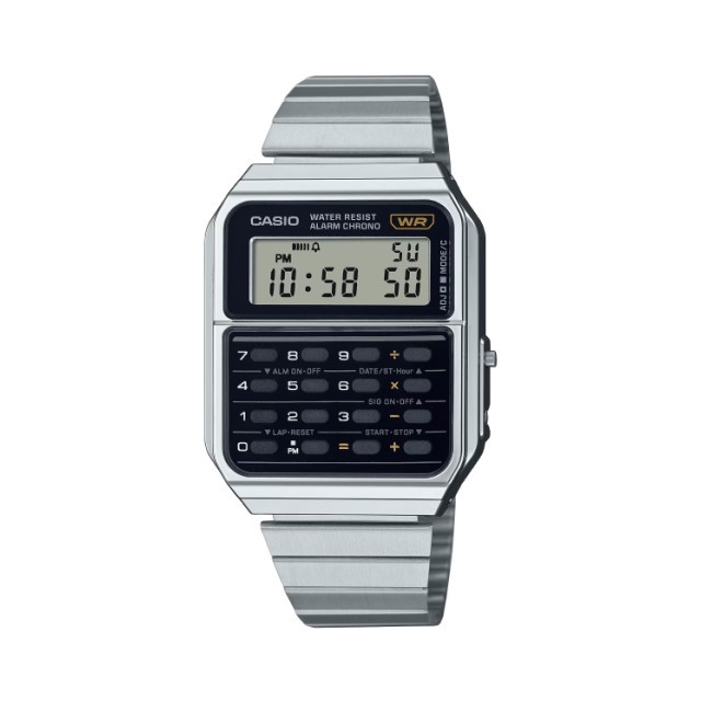 【CASIO 卡西歐】重金屬感計算機數位顯示腕錶-復古銀/CA-500WE-1A/台灣總代理公司貨享一年保固